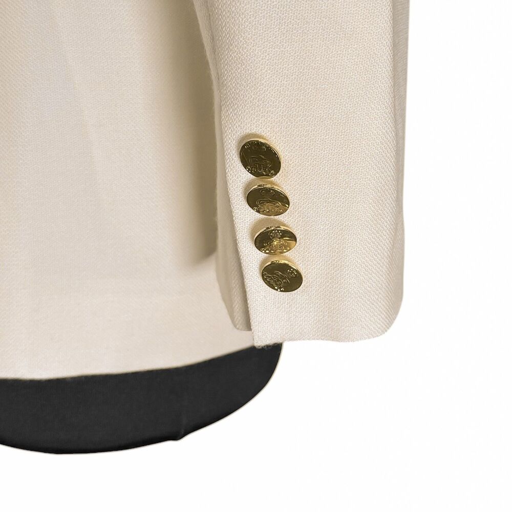 Ralph Lauren Purple Label Cashmere Blazer 10 Cream Double Breasted USA Silk - Picture 11 of 14